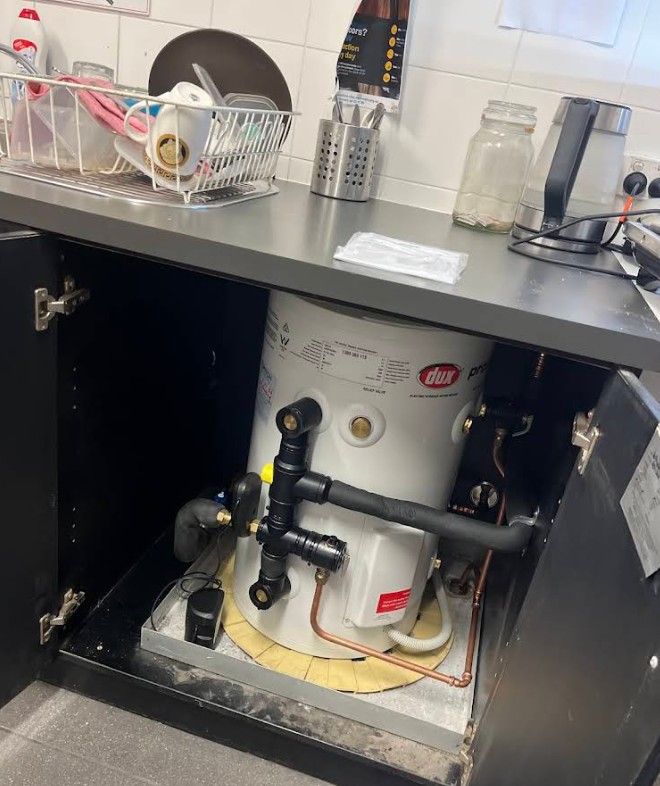 Under-sink hot water system installation