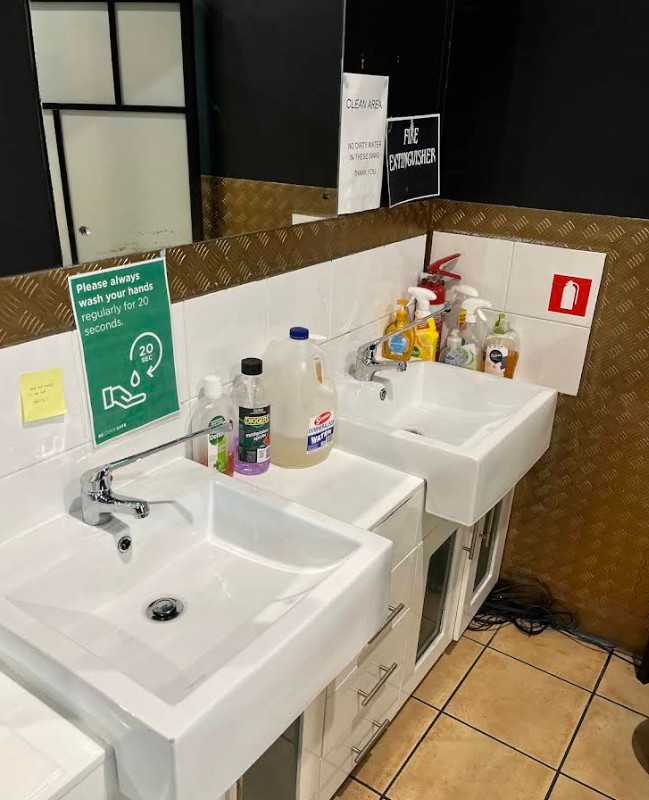 Commercial bathroom basin installation